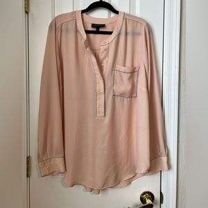 Lane Bryant- Peach top with black stitch, long sleeve blouse size 18/20